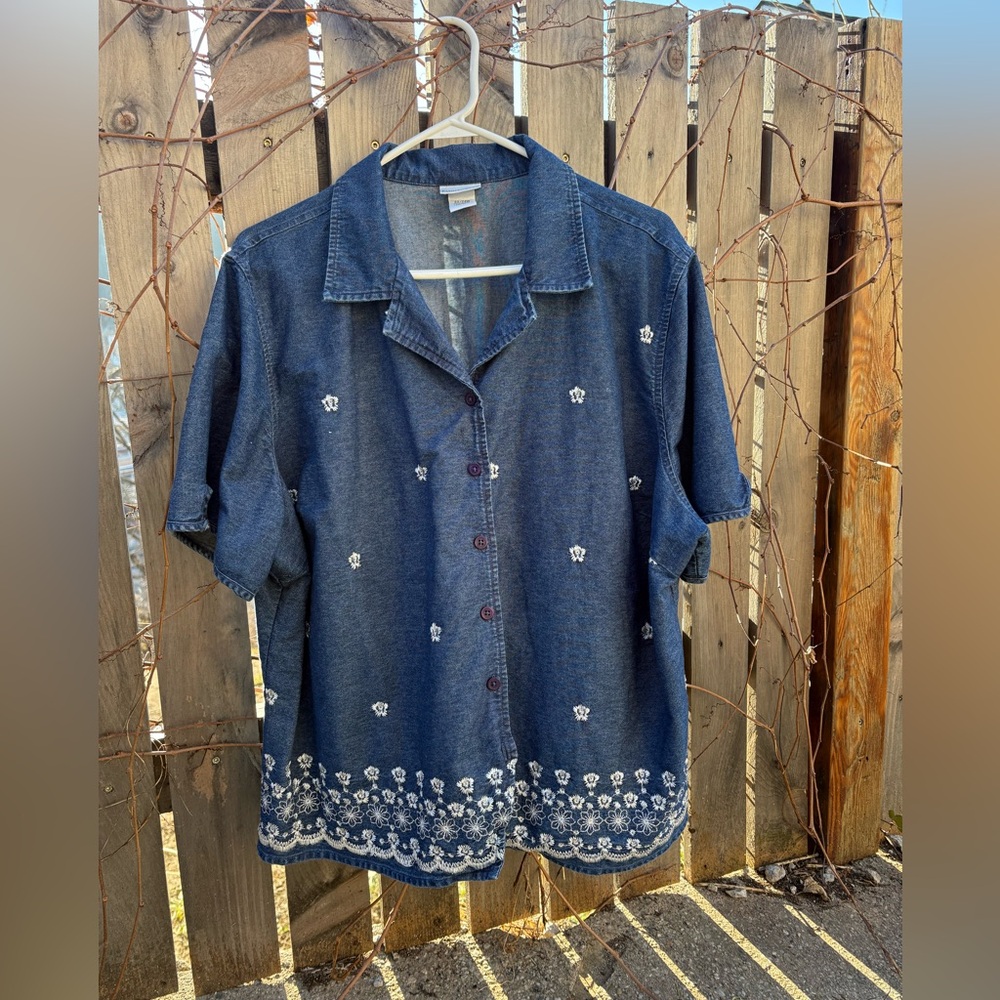 Fashion Bug Vintage Embroidered Denim Top